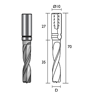 Metal World Vrták kolíkovací neprůchozí 6x70/35 st.10x27 HWM RH ELICA