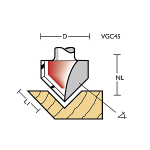 Fréza na V-drážky VGC45x8 HW Z2